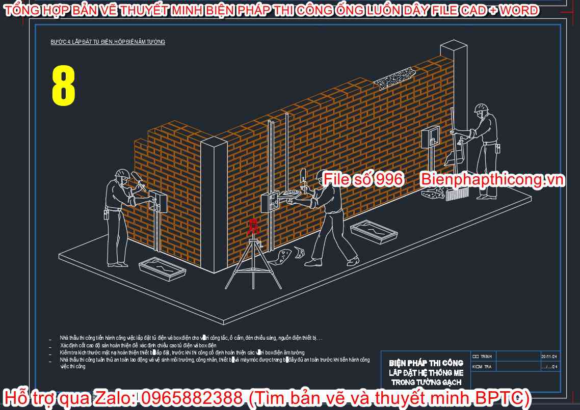Lắp đặt tủ điện đế âm tường.