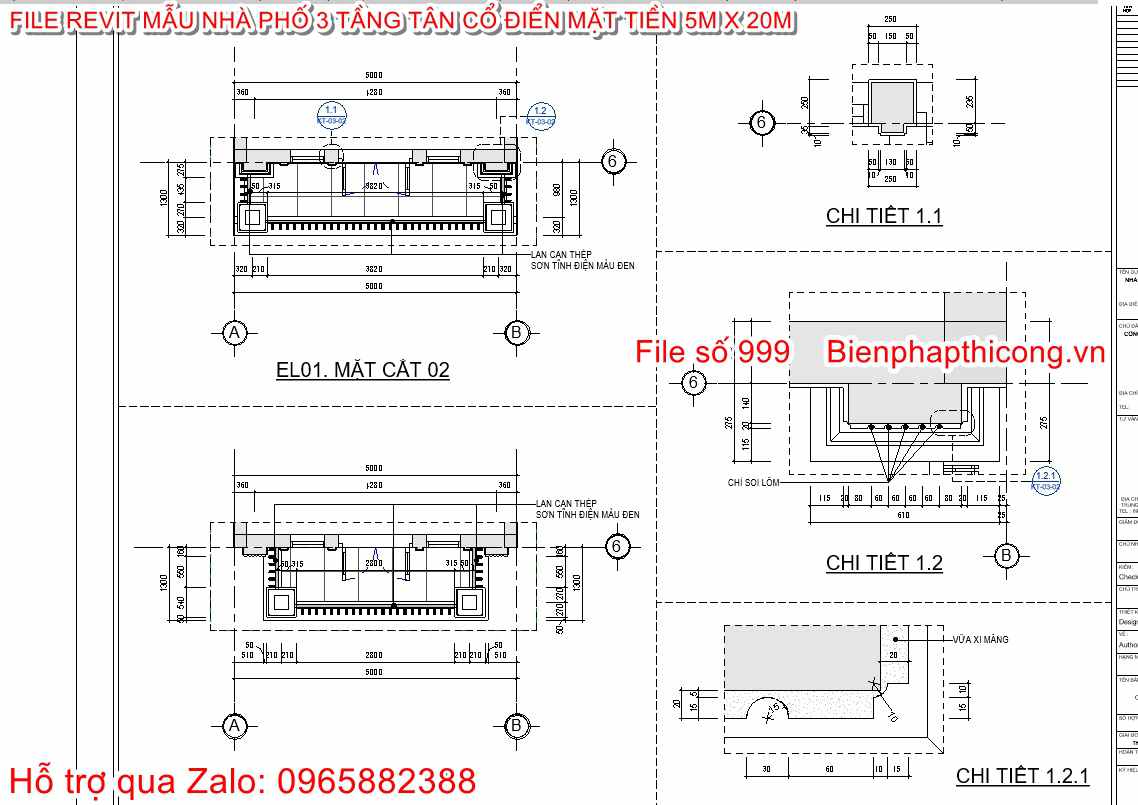 Chi tiết ban công tân cổ file revit.