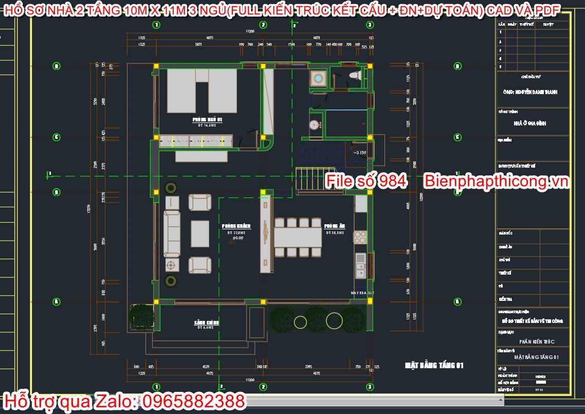Mặt bằng tầng 1 file cad.