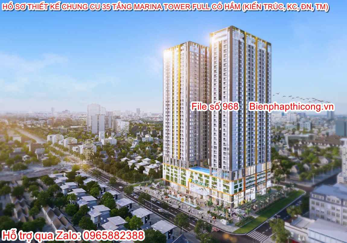 Phối cảnh thiết kế chung cư 35 tầng Marina Tower.