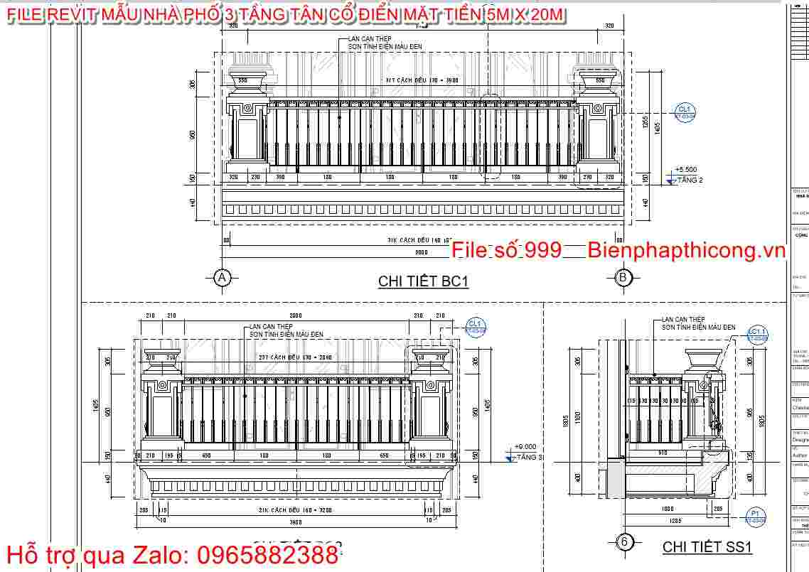 Bản vẽ thiết kế ban công revit.