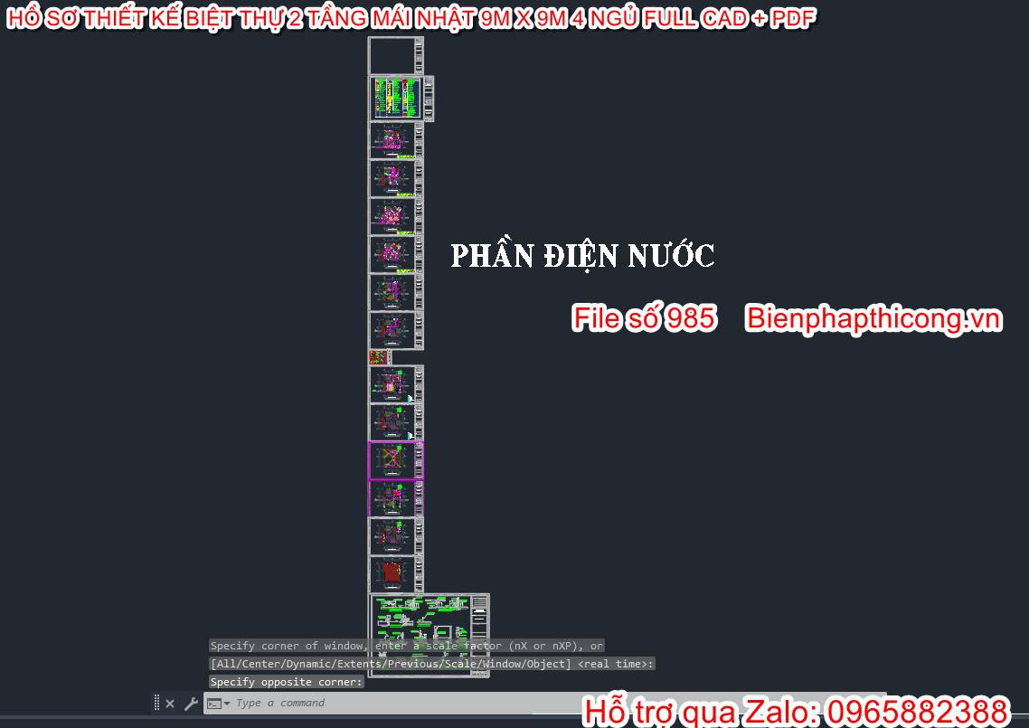 Phần điện nước biệt thự 2 tầng mái nhật.